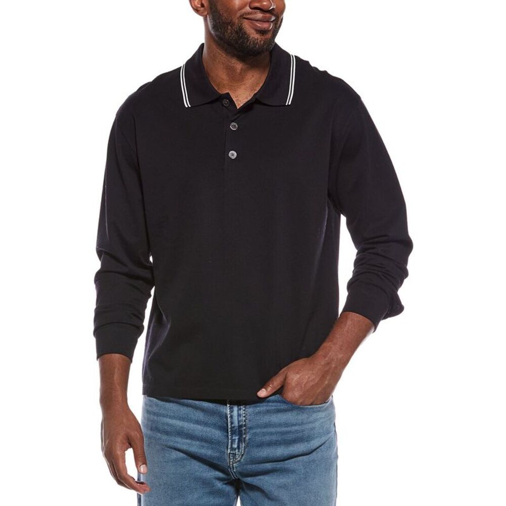 Frame Denim Mens  Pique Polo Shirt, Navy